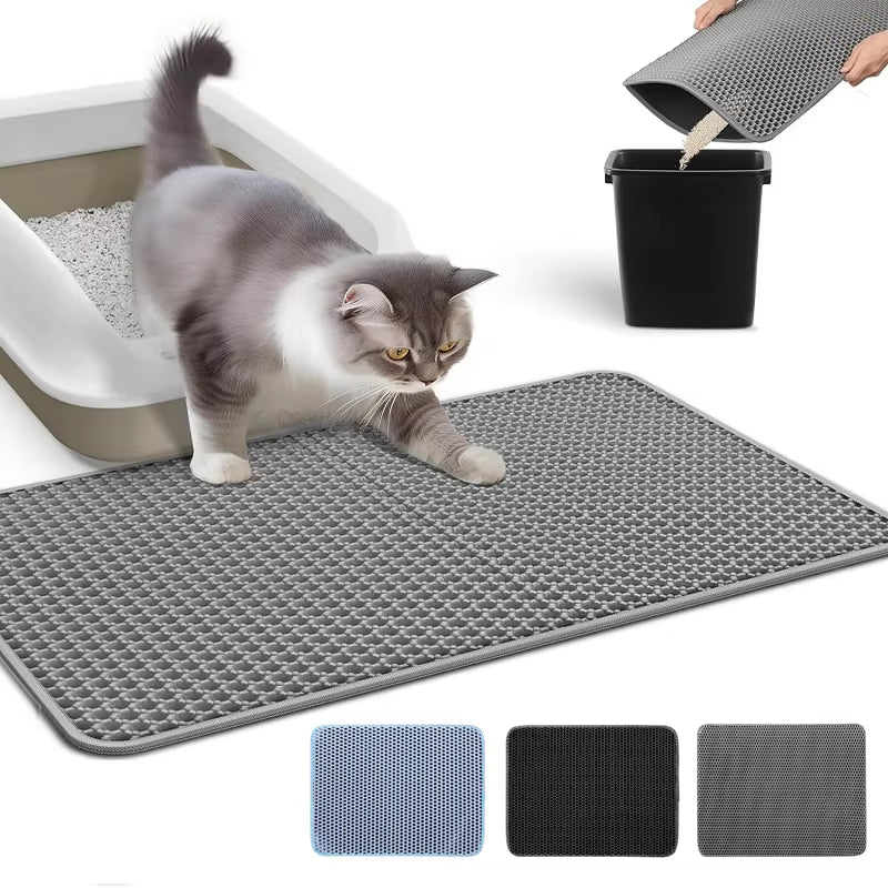 Cat Litter Mat Water Urine Proof Double Layer Pet Foldable Cat Litter Trapping Pet Carpet Bed Pads for Cats Pet Clean Supplies